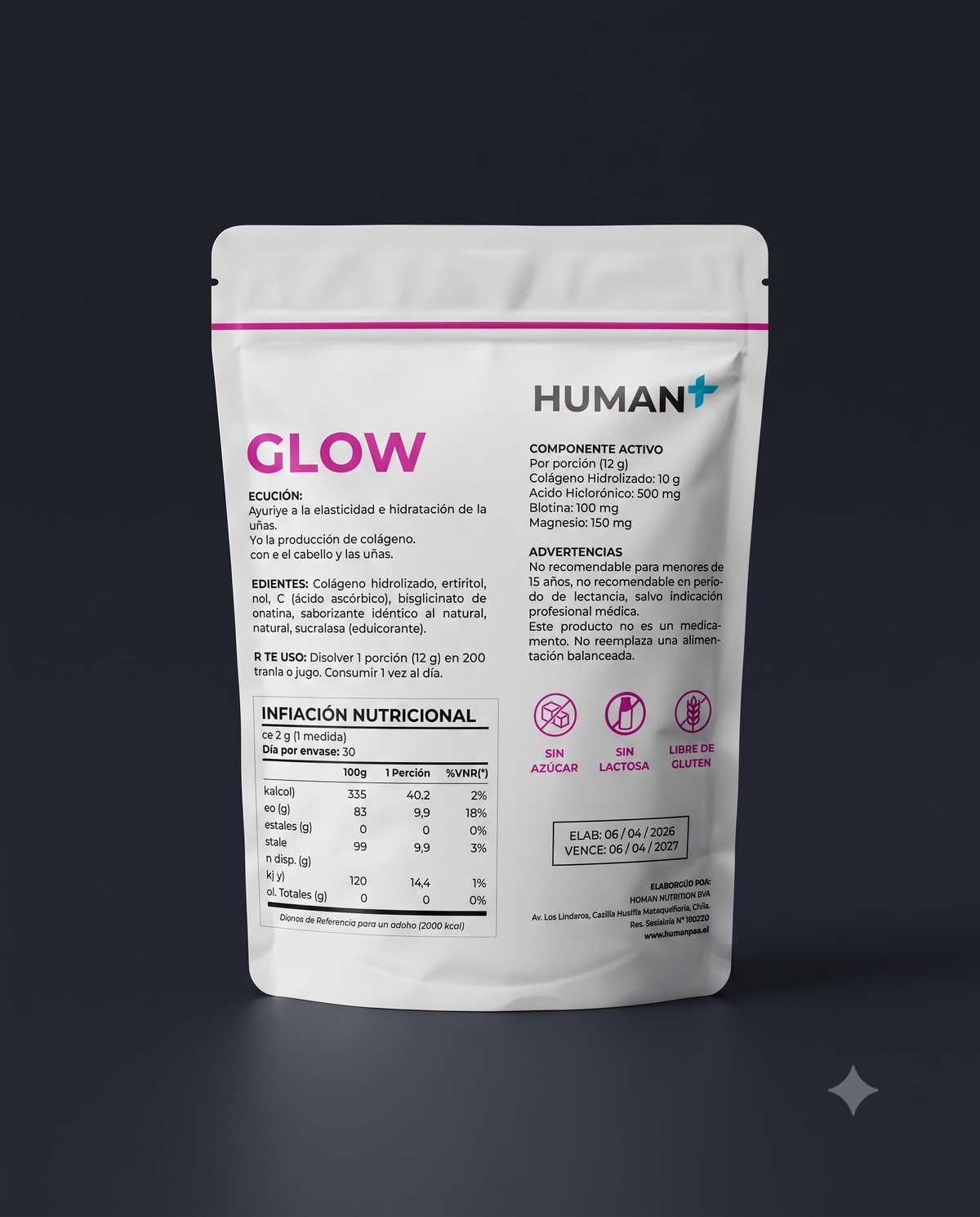 Glow · Colágeno + Belleza 360g · Sabor Berry