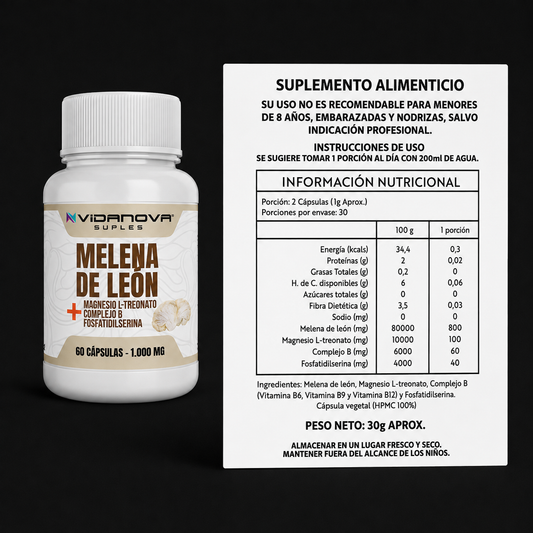 Melena de León · Enfoque, Memoria & Calma (60 cápsulas)