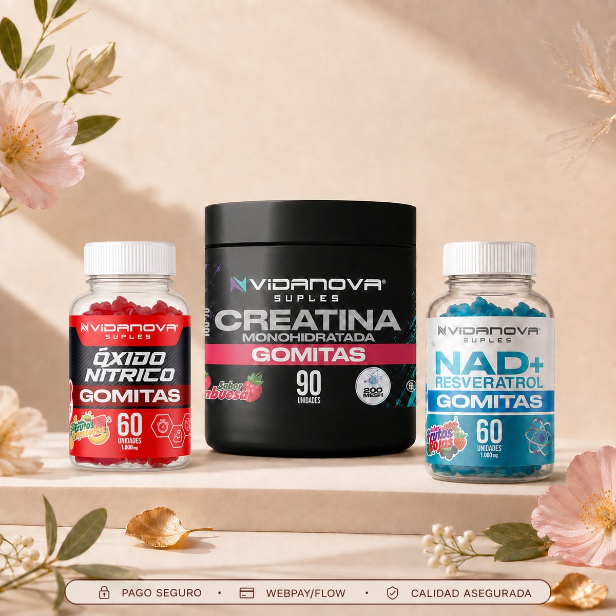 Tripack Figura, Fuerza & Energía — Óxido Nítrico & Creatina & NAD+ (Gomitas)