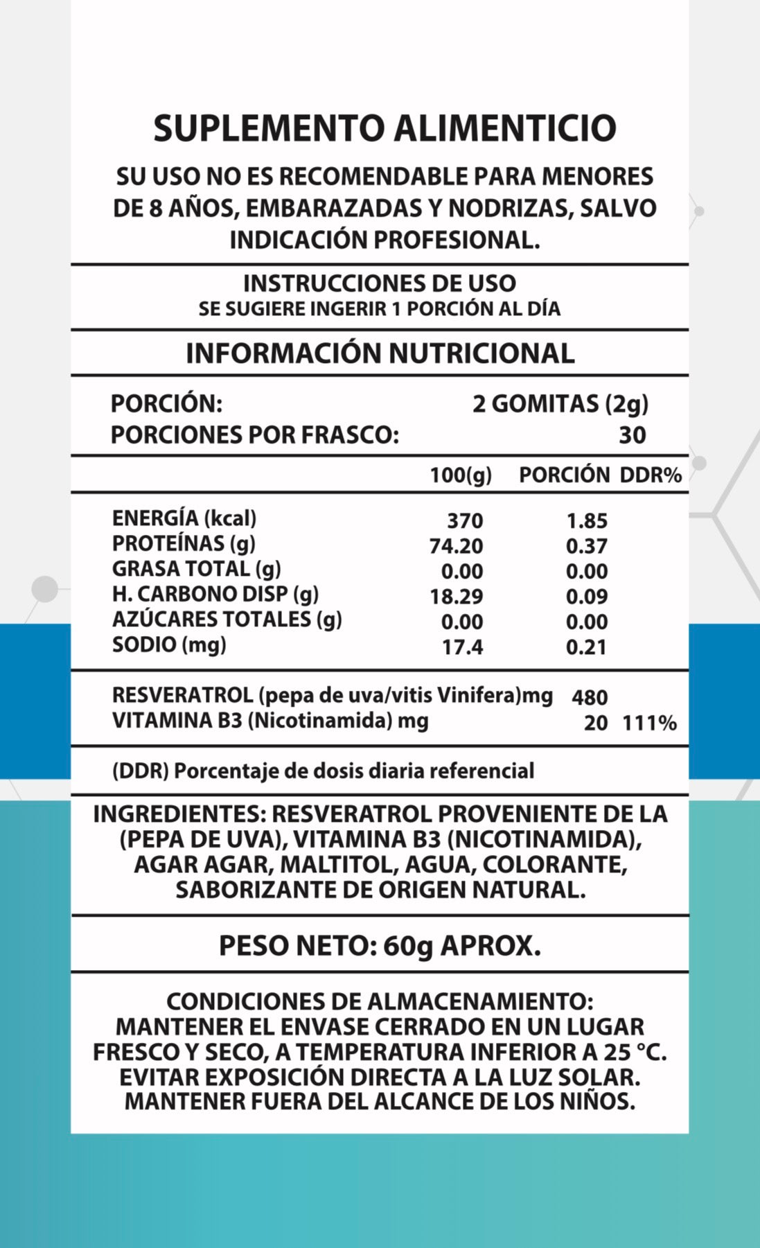 Gomitas NAD+ Resveratrol 1000 mg