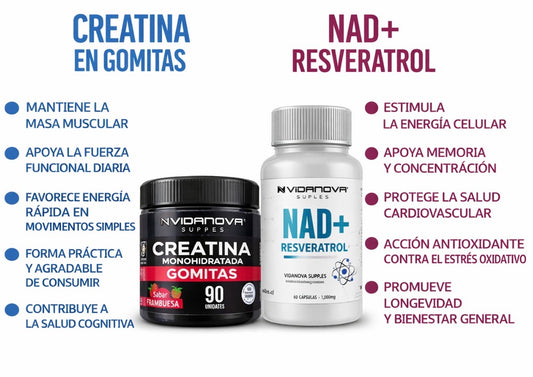 Pack Fuerza + Energía: Creatina Gomitas + NAD+