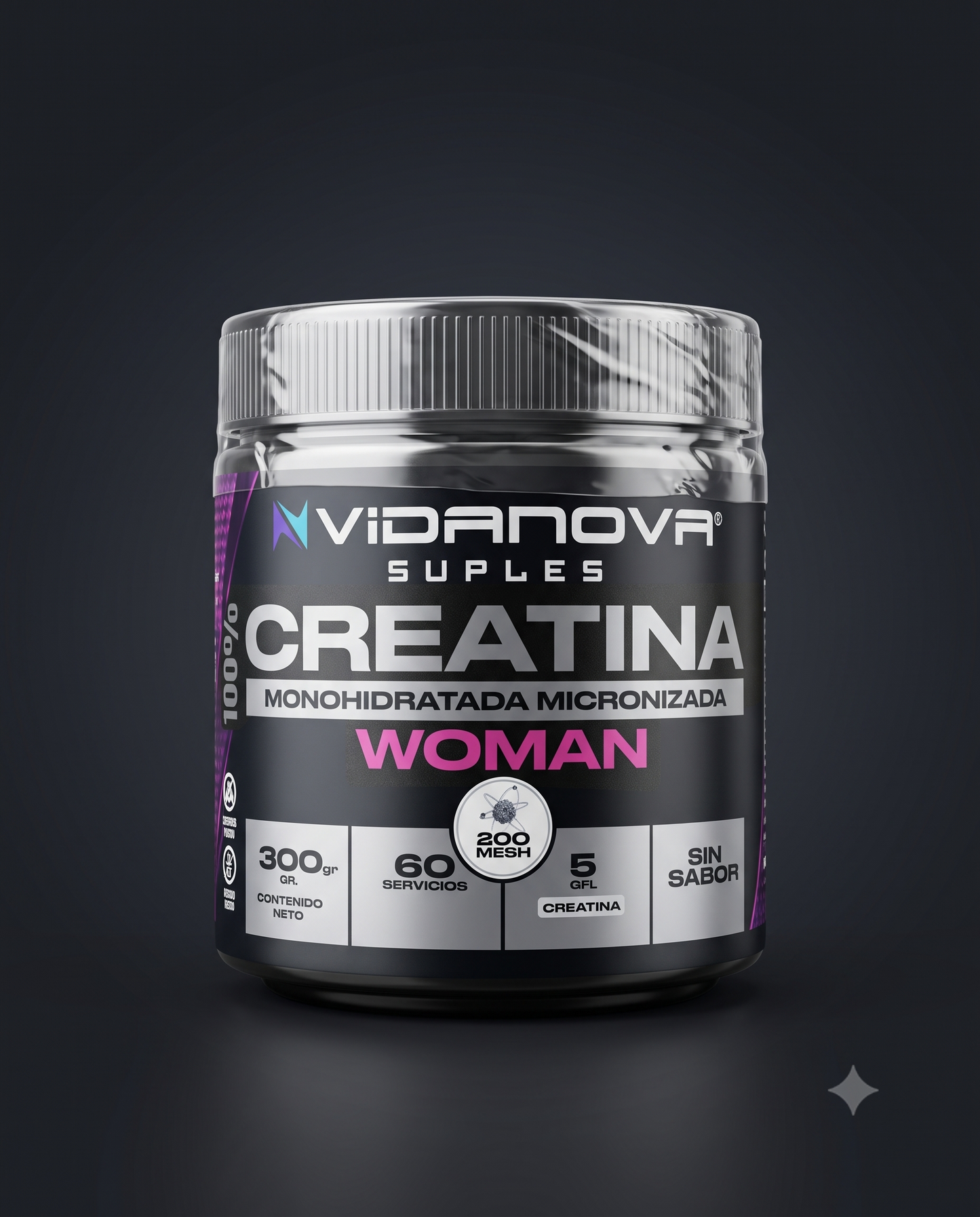 Creatina Monohidratada Micronizada WOMAN 300g · Sin Sabor