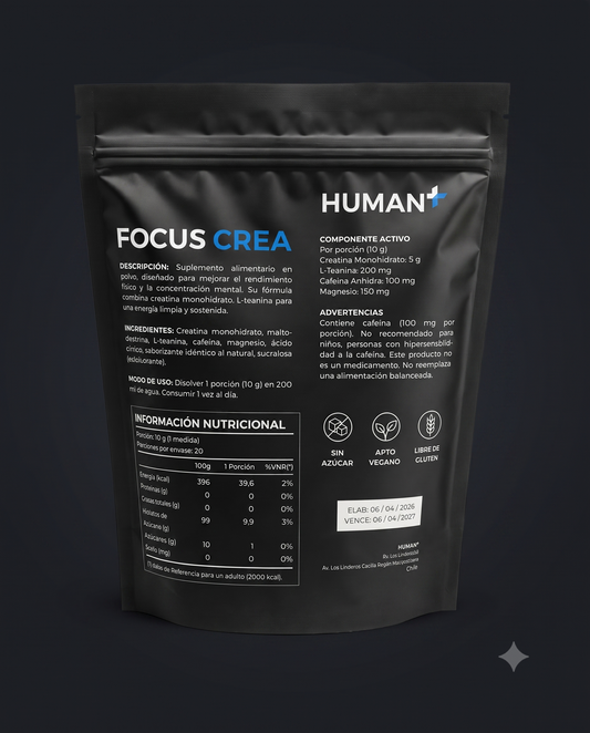 Focus Crea · Creatina + Enfoque Mental 300g · Frambuesa Azul