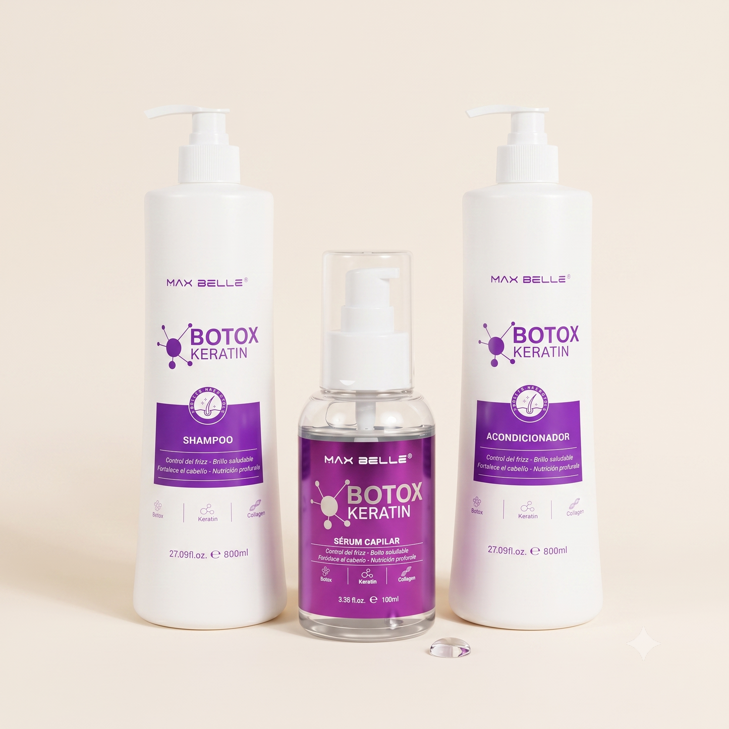 Tripack Botox Keratin — Shampoo + Acondicionador + Sérum La rutina completa del lavado al acabado